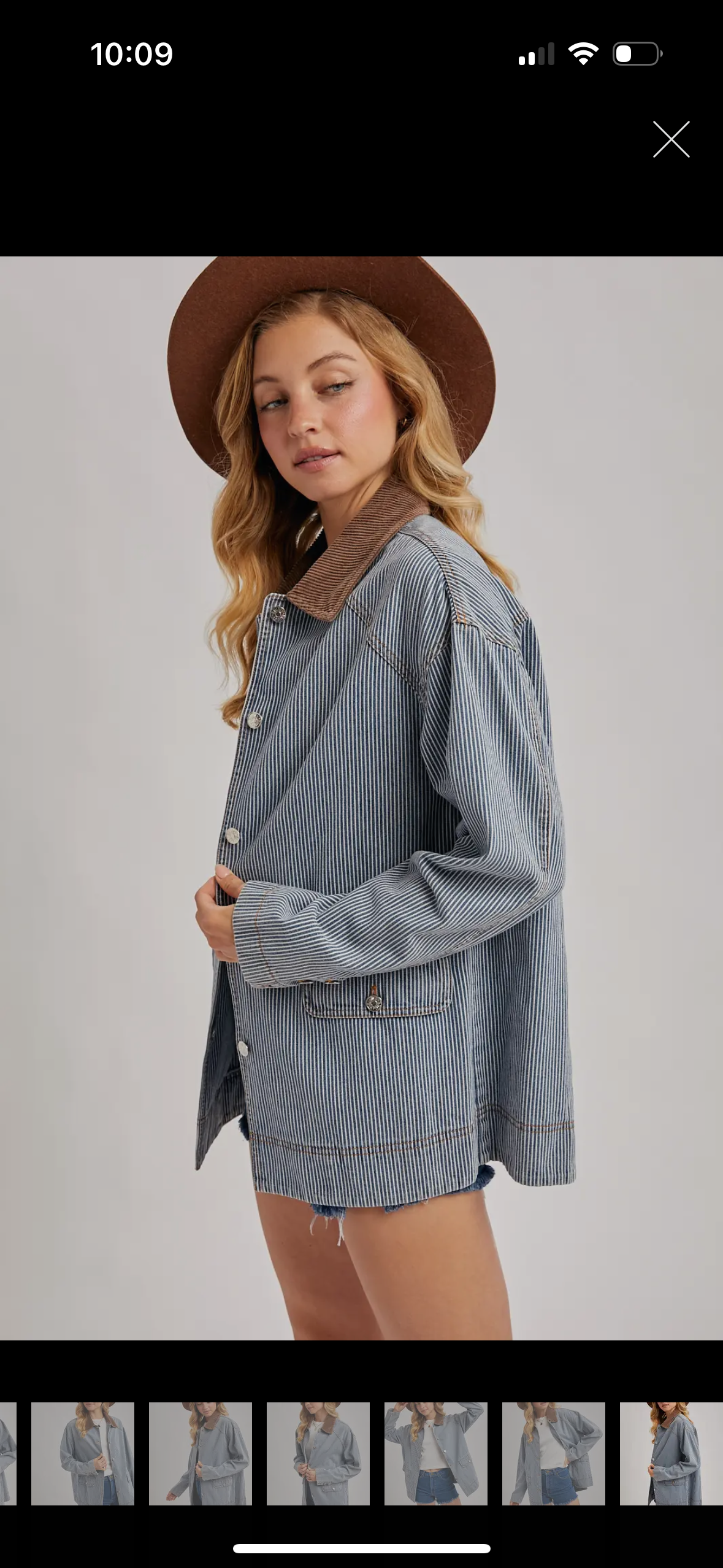 Denim Corduroy Collar Contrast Barn Coat