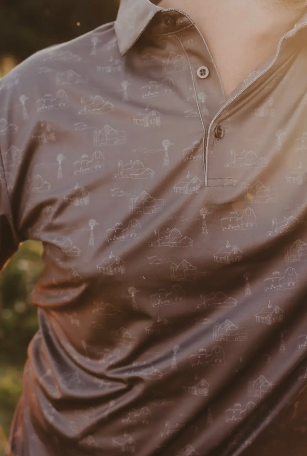Country Views in Brown Men’s Polo