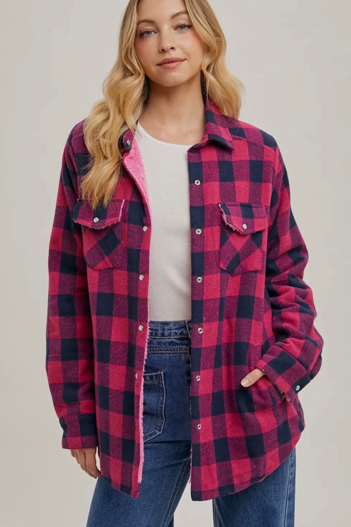Buffalo Plaid Sherpa-Lined Jacket