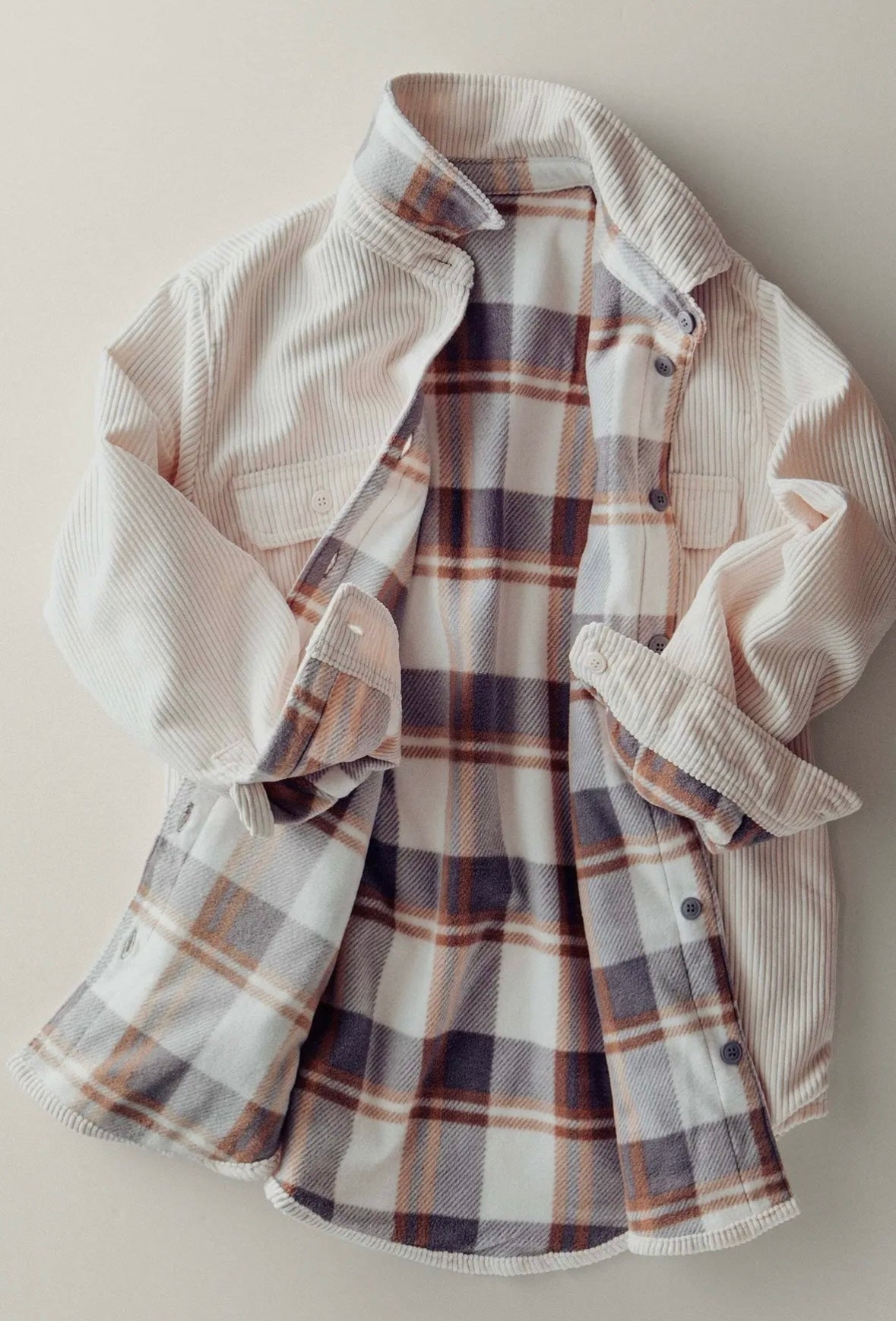 Plaid Lined Corduroy Flannel Jacket