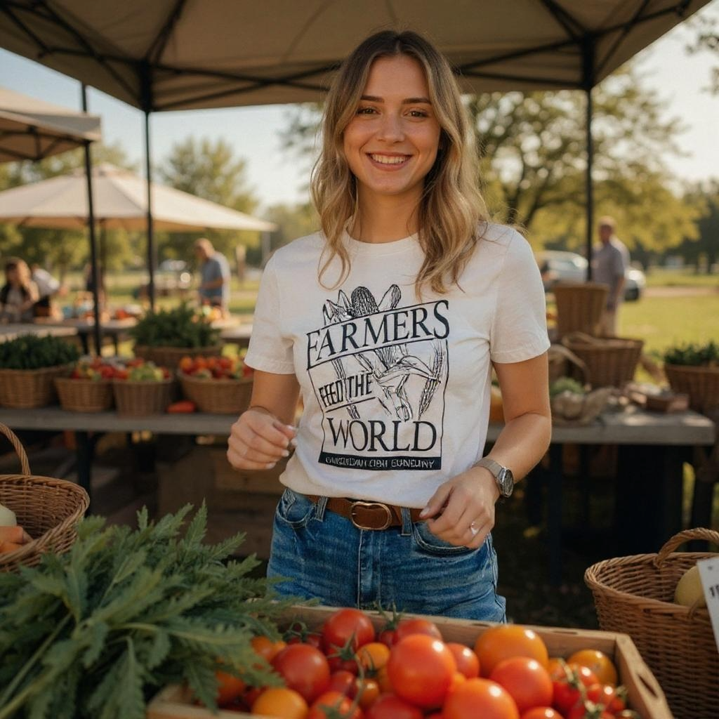 Western Farmers Feed the World Tan Graphic Tee