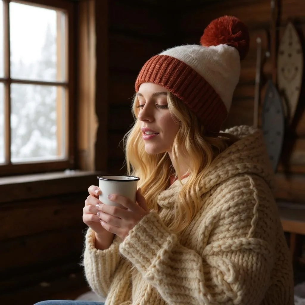 Two Tone Fleece Pom Pom Beanie