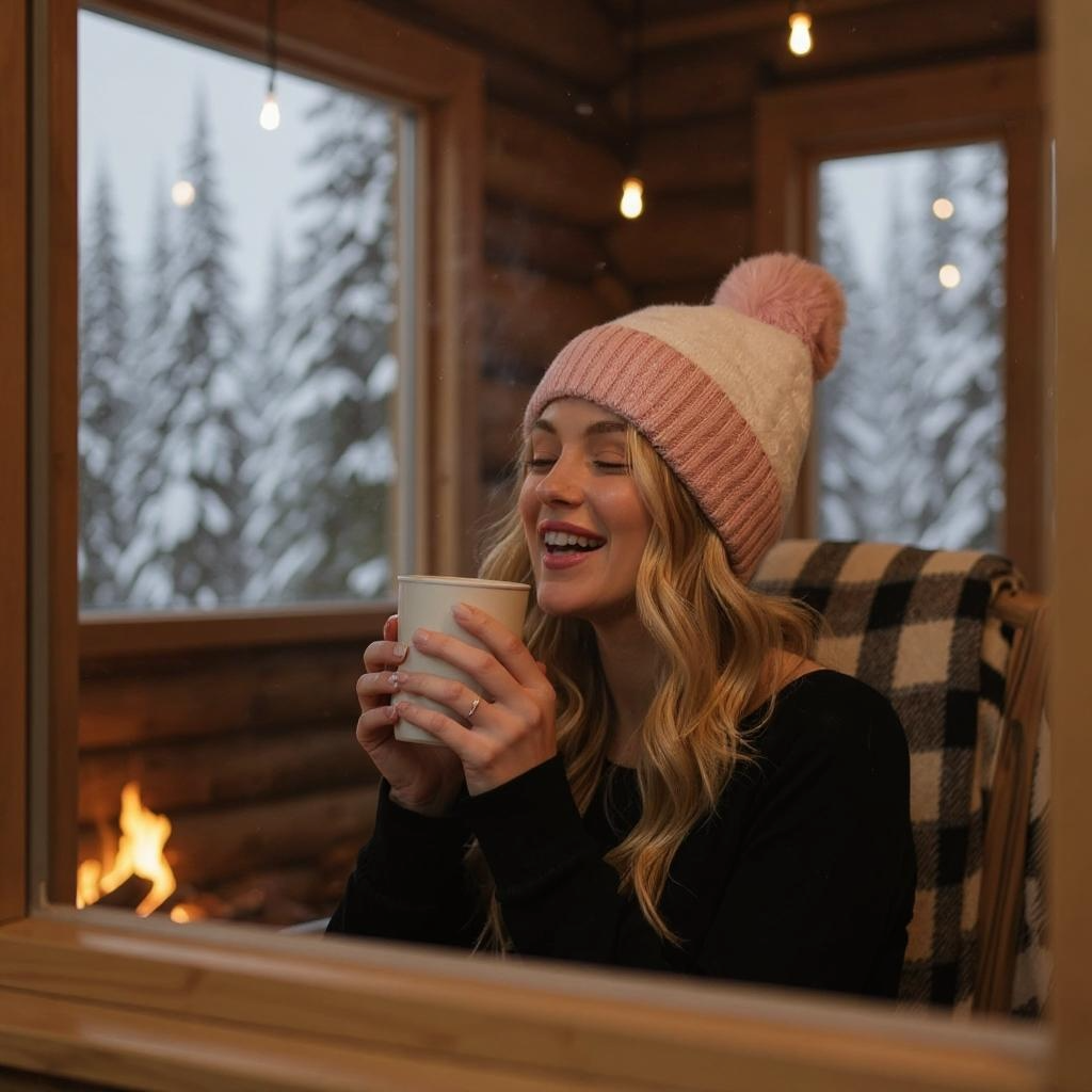 Two Tone Fleece Pom Pom Beanie