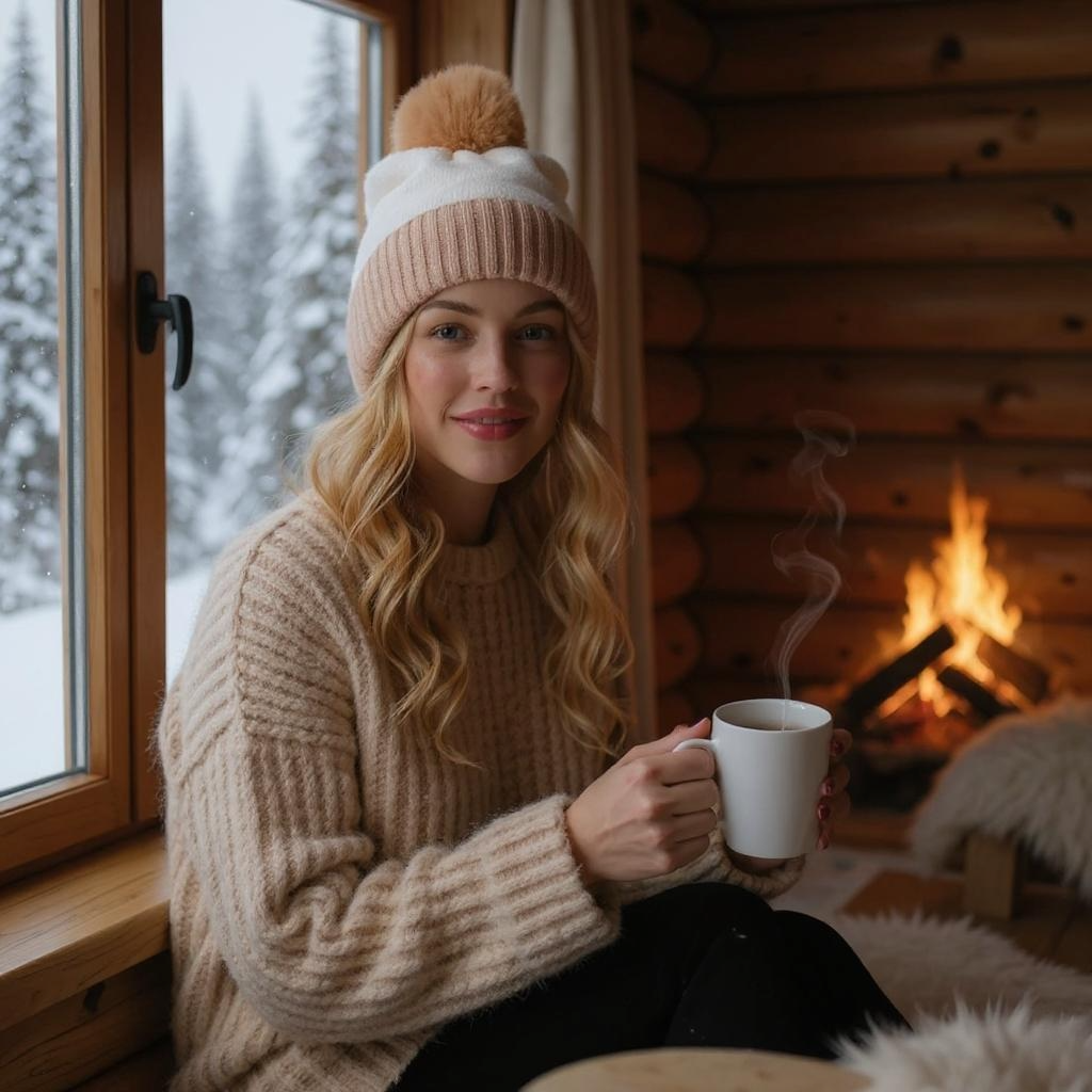 Two Tone Fleece Pom Pom Beanie