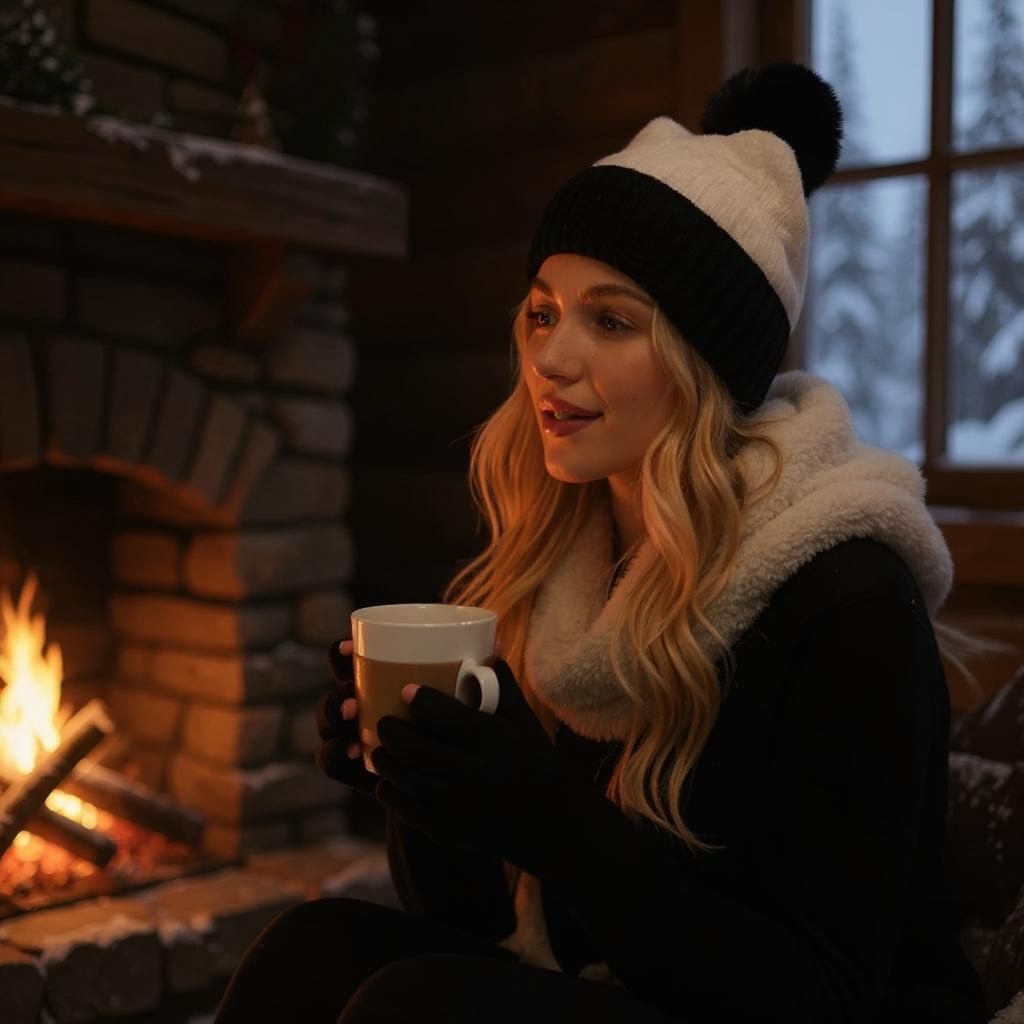 Two Tone Fleece Pom Pom Beanie