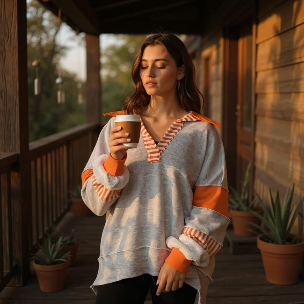 French Terry Knit Color Block Top