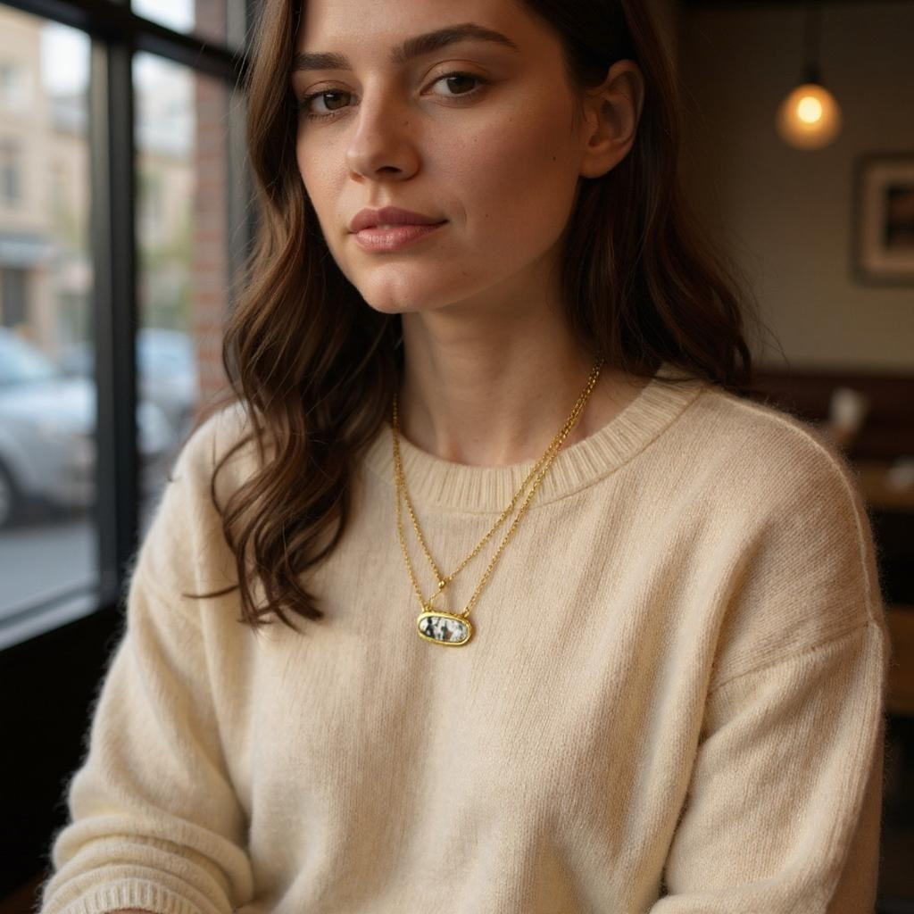 Brown Cowhide/Camo Necklace