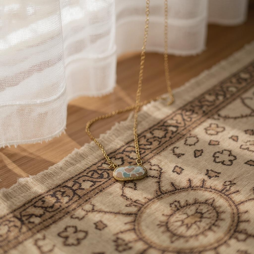 Brown Cowhide/Camo Necklace