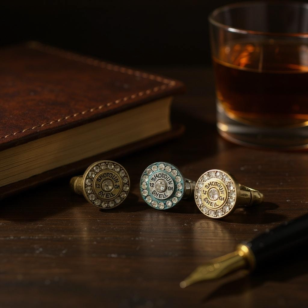 12 Gauge Shotgun Bullet Shell Rhinestone Stretch Ring