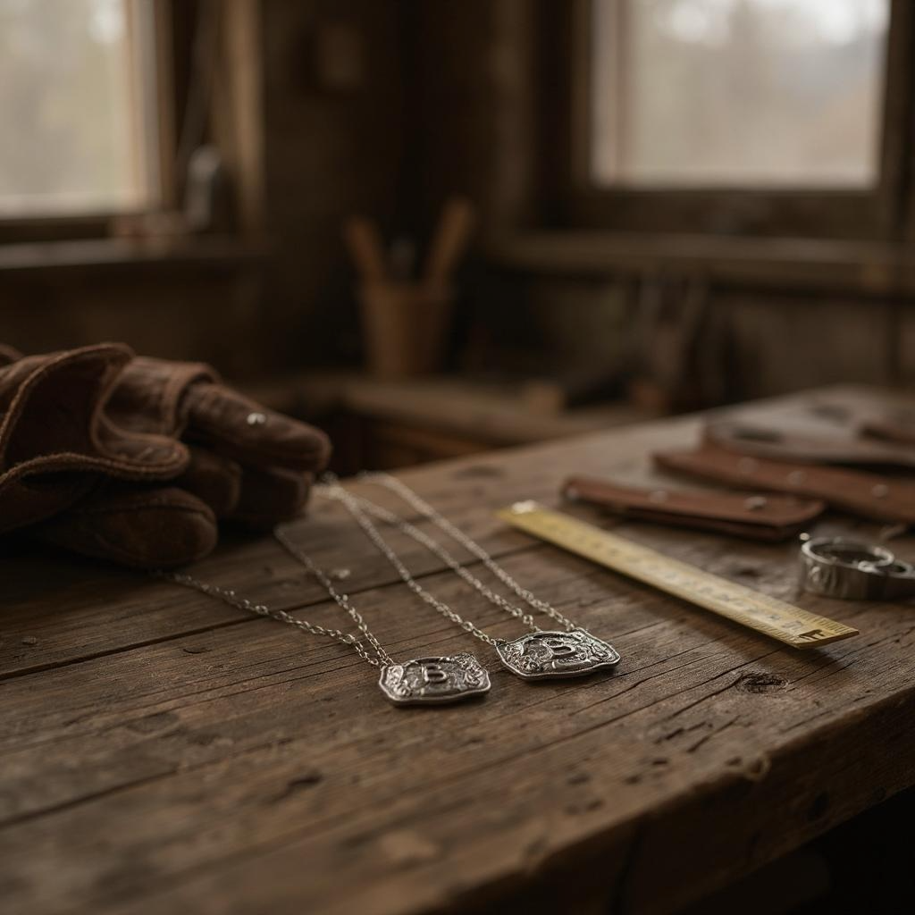Belt Buckle Initial Necklace