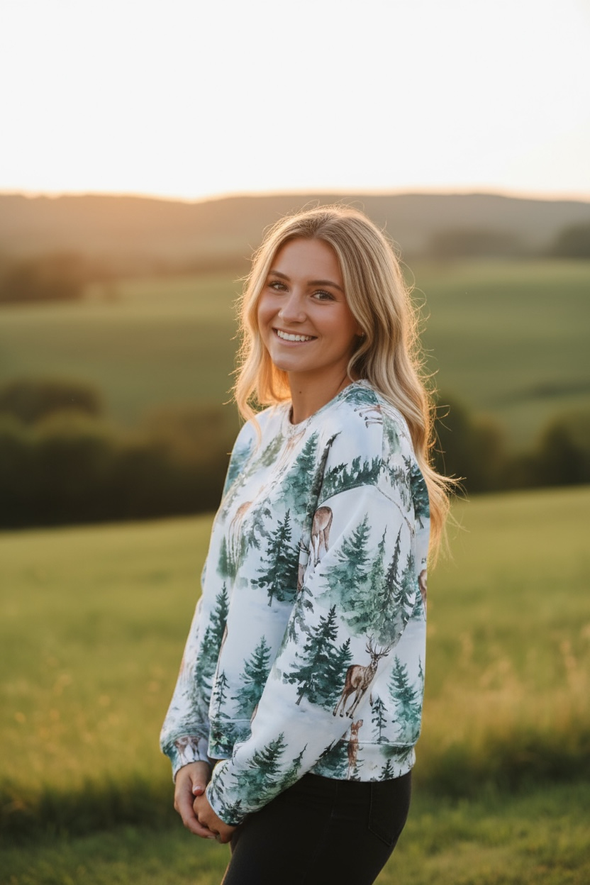 All Over Print Christmas Print Crop Sweatshirt