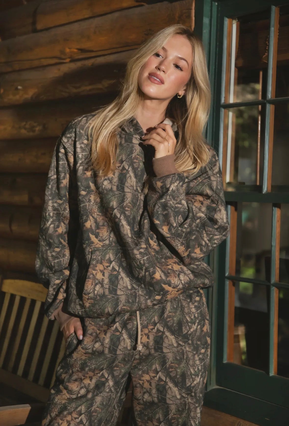 Bayou Dark Woodland Camo Lounge Fleece Classic Hoodie