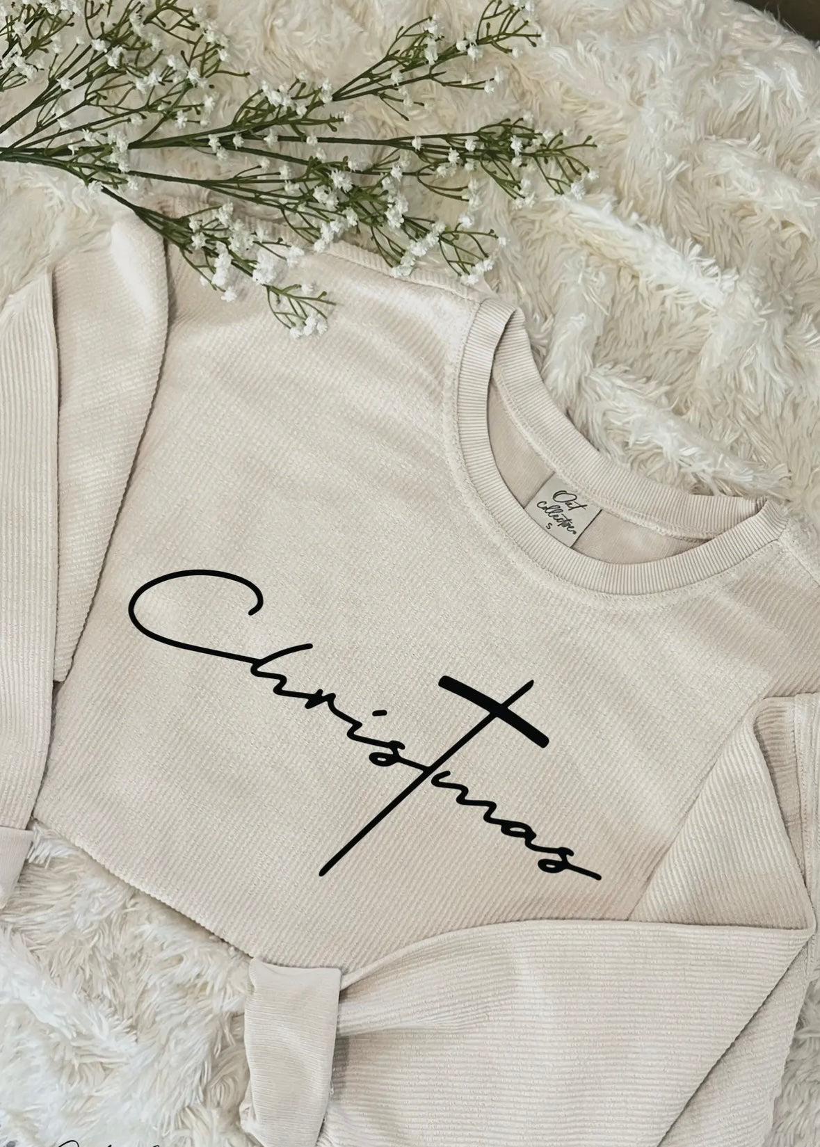 Christmas Cropped Thermal Vintage Pullover