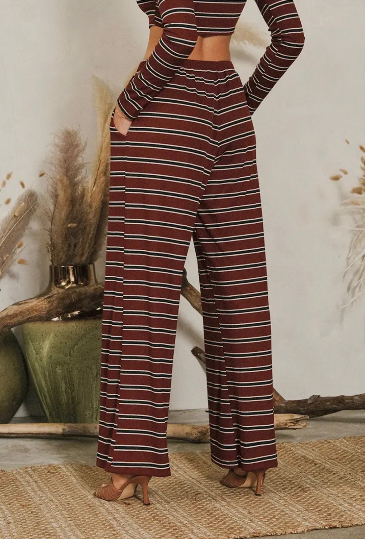 Stripe Rib Relaxed Pants