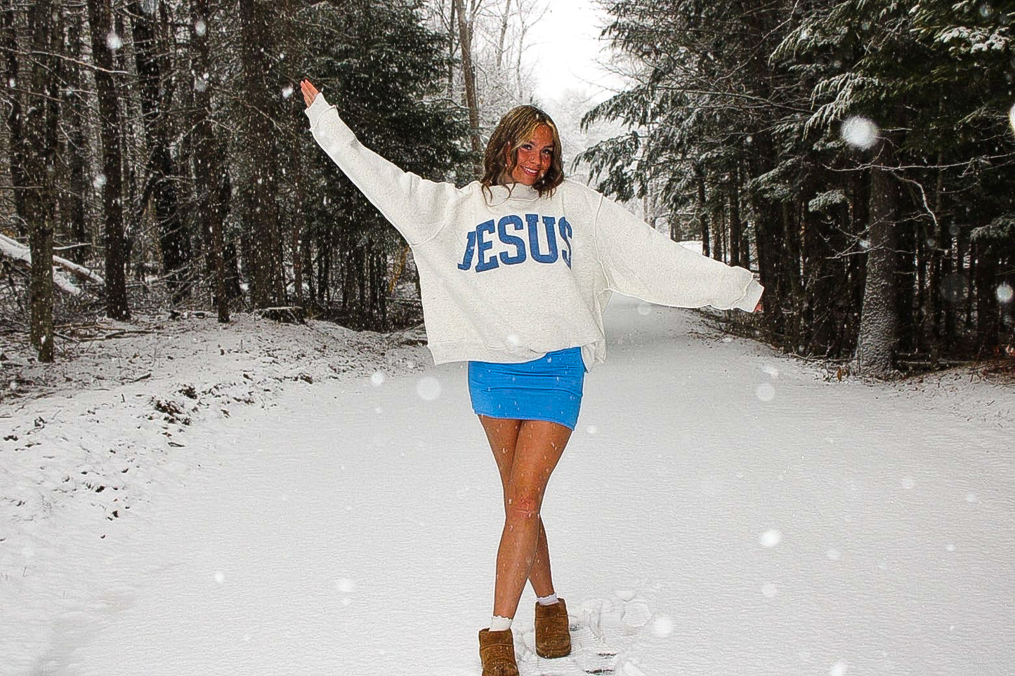 Jesus and God Is Good reversible mock neck sweatshirt