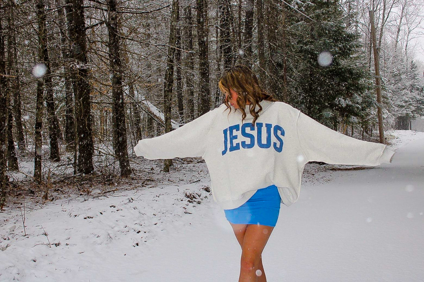 Jesus and God Is Good reversible mock neck sweatshirt