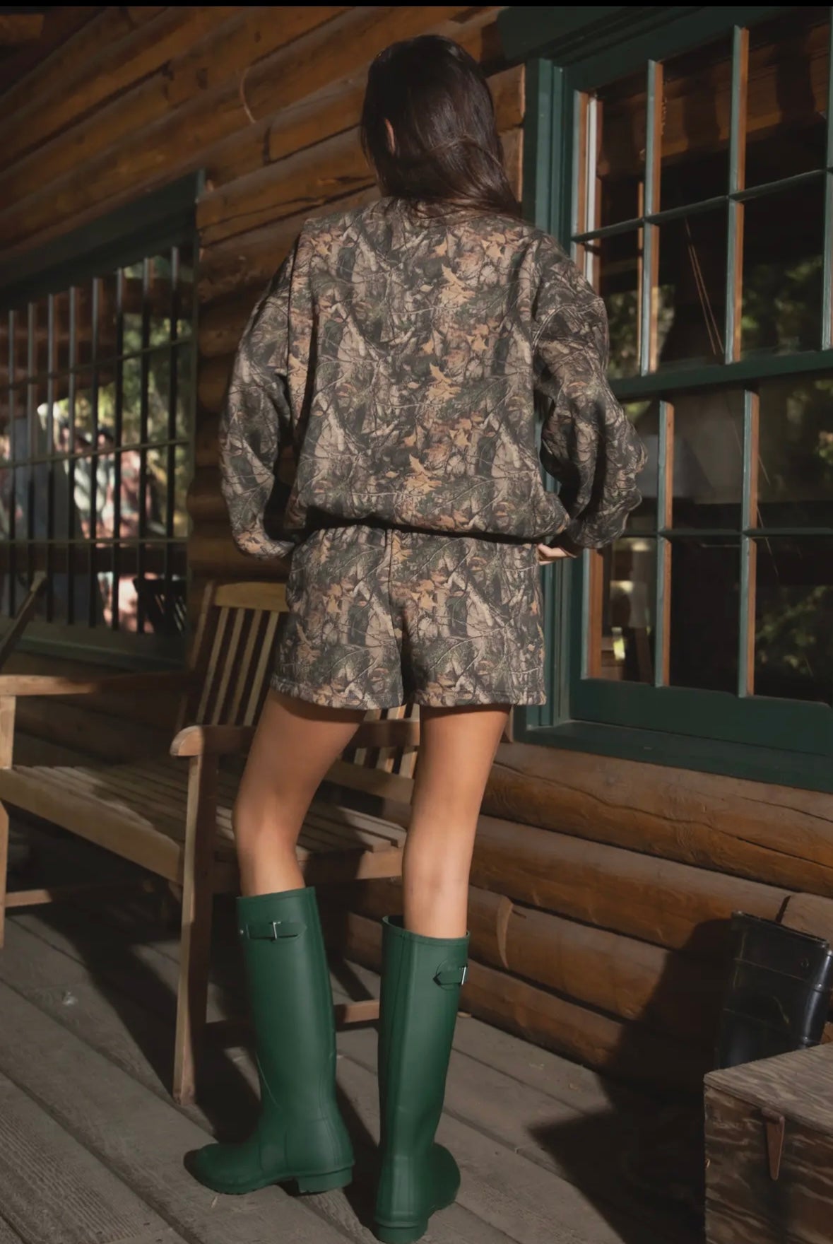 Bayou Dark Woodland Camo Lounge Fleece Mid Rise Shorts