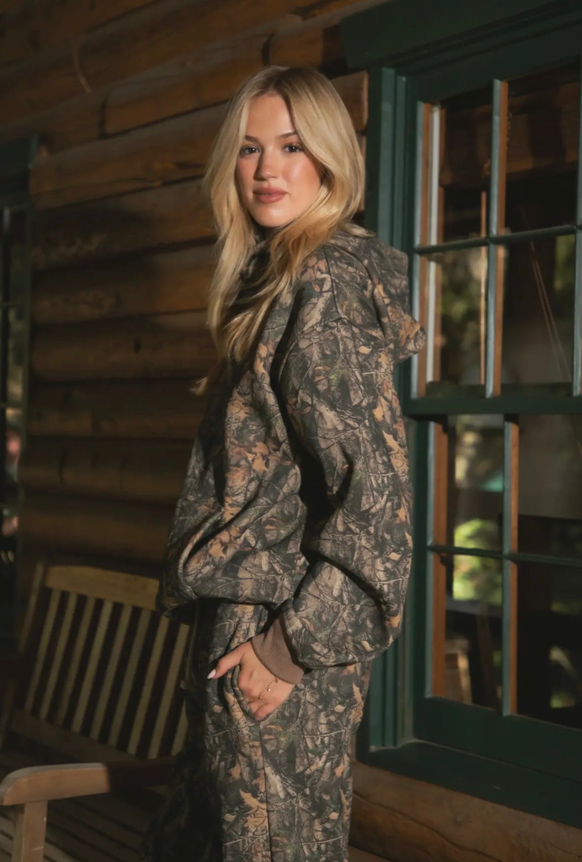 Bayou Dark Woodland Camo Lounge Fleece Classic Hoodie