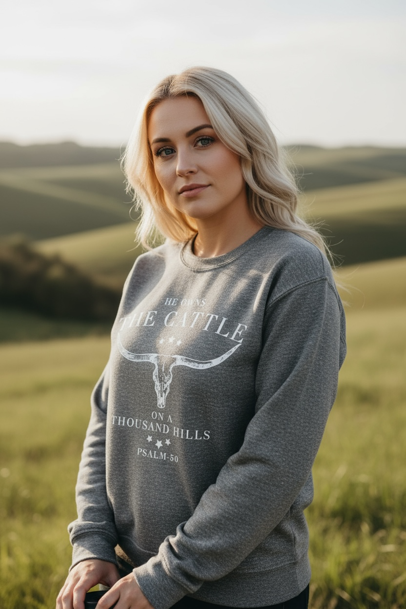 He Owns the Cattle Graphic Sweatshirt