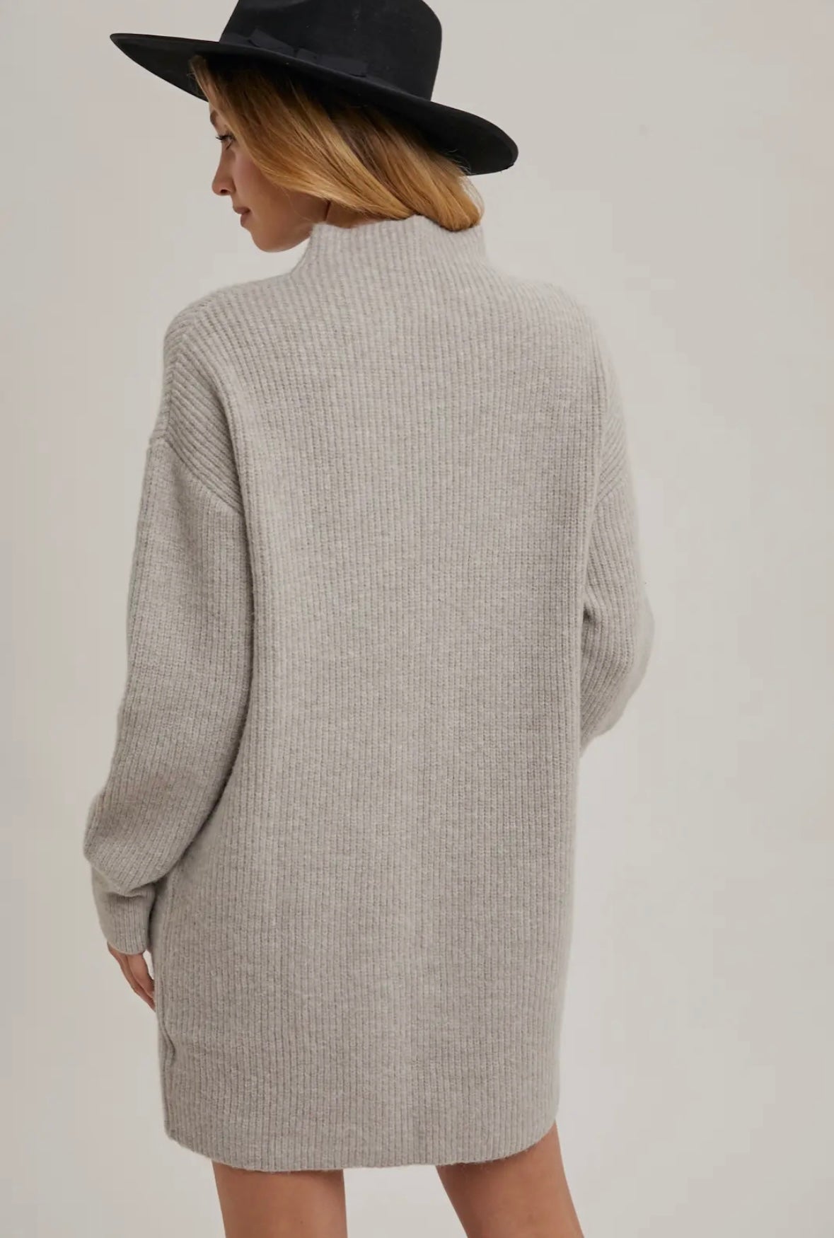 Mock Neck Knit Sweater Mini Dress