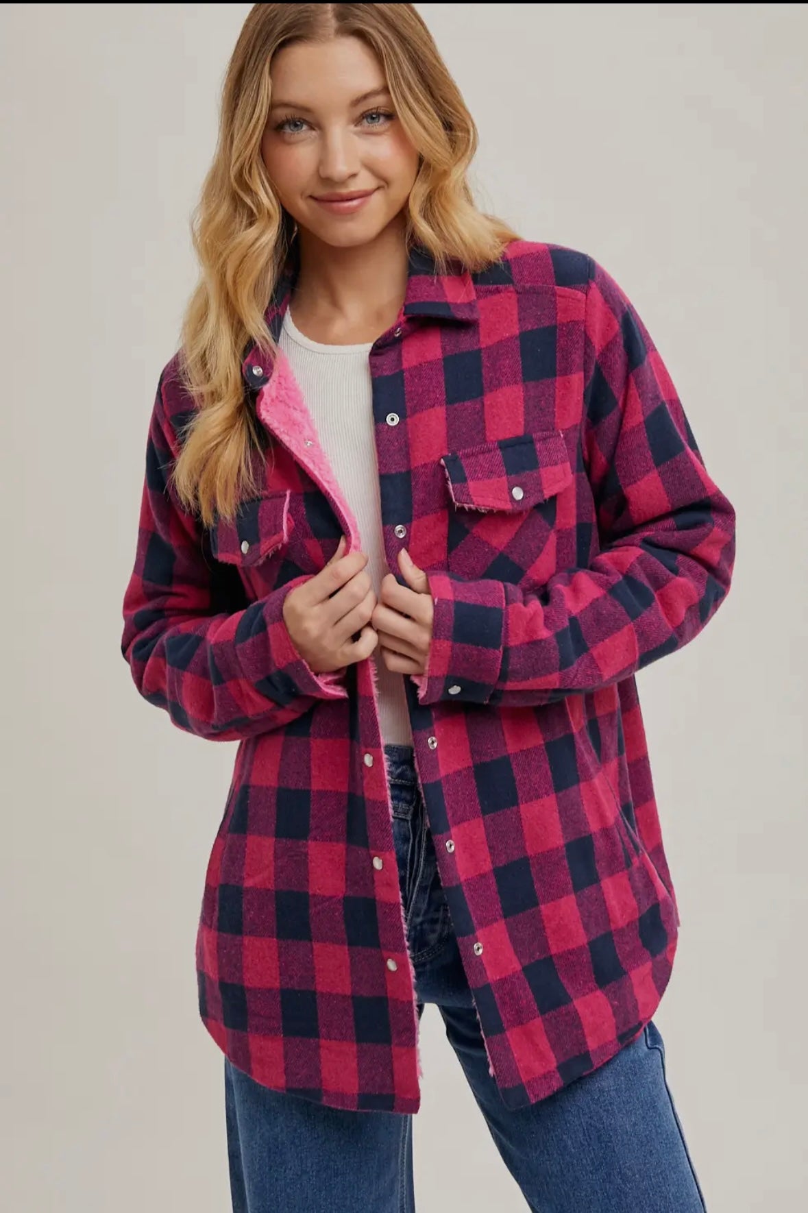 Buffalo Plaid Sherpa-Lined Jacket