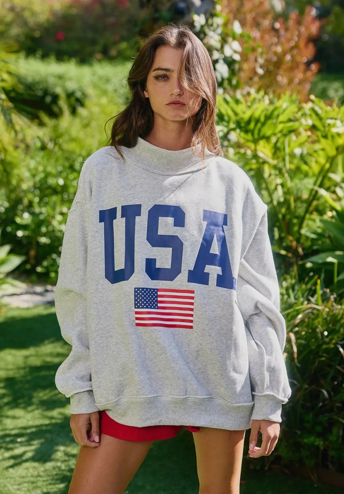 Vintage USA Reversible USA/America Mock Neck Sweatshirt
