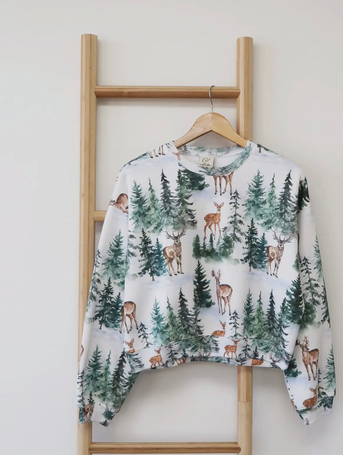 All Over Print Christmas Print Crop Sweatshirt