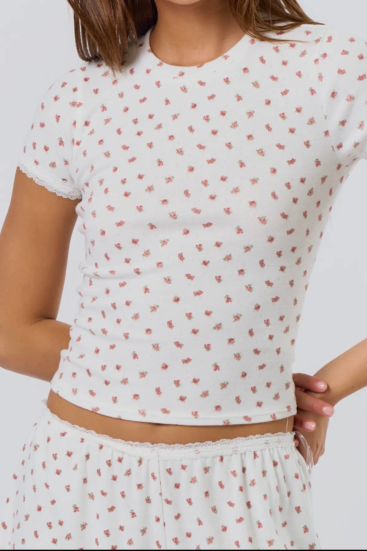 Pointelle Ditsy Flower Top