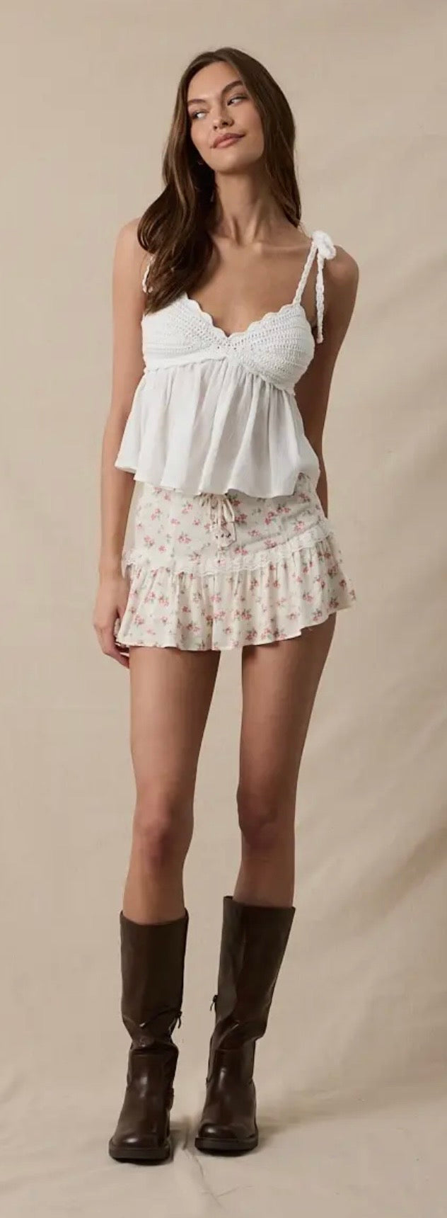 Ditsy Floral Front Tie High-Waist Mini Skort