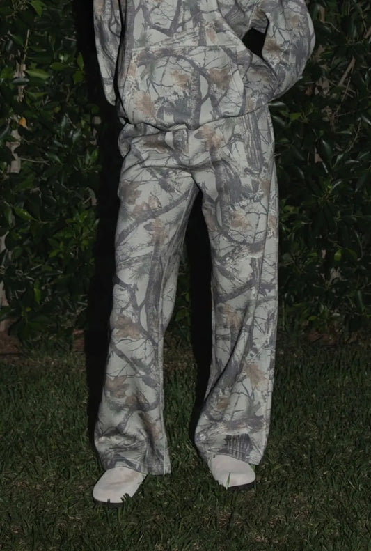 Elk Woodland Camo Fleece Wide Leg Sweatpants