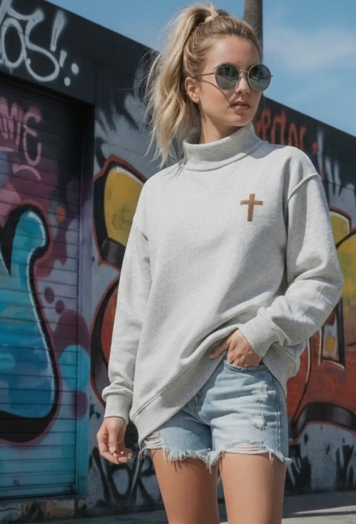 Cross/Jesus Saves Reversible Sweatshirt