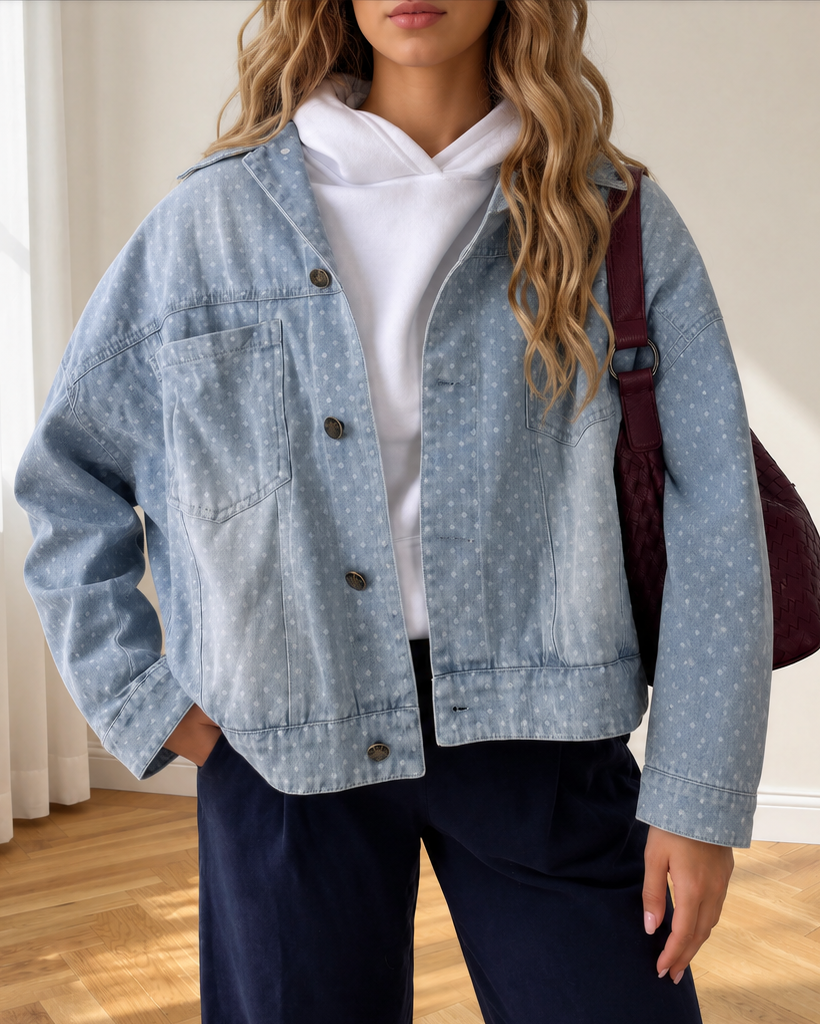 Polka Dot Denim Jacket