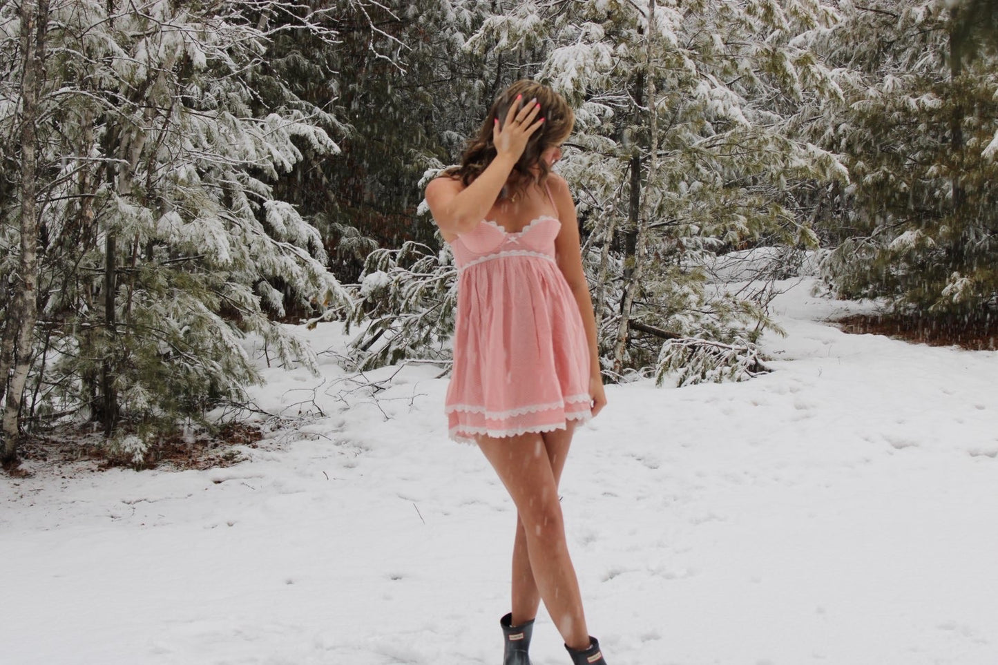 Checkered Print Gingham Lace Trim Cami Mini Dress