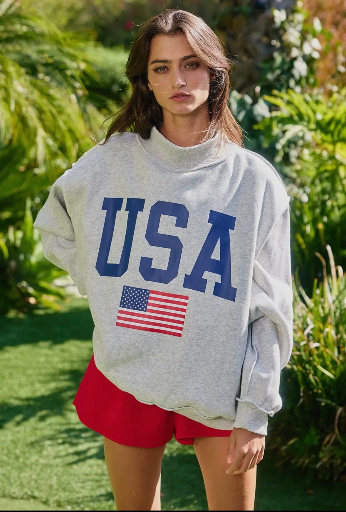 Vintage USA Reversible USA/America Mock Neck Sweatshirt