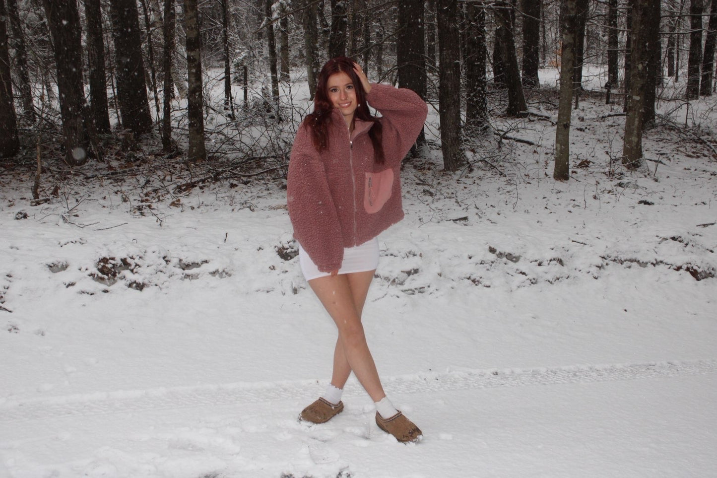 Sherpa Long Sleeve Ribbed Pocket Mock Neck Jacket