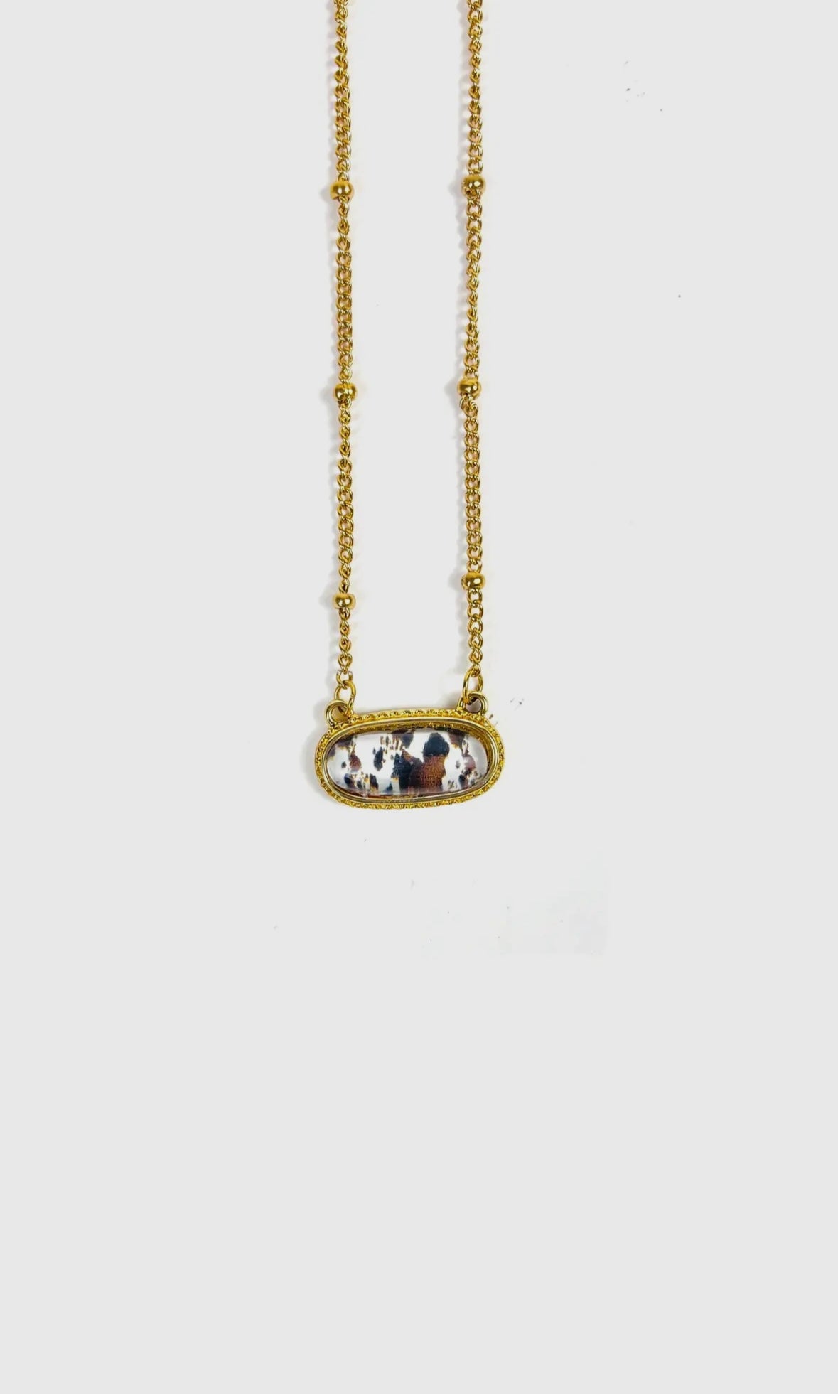 Brown Cowhide/Camo Necklace