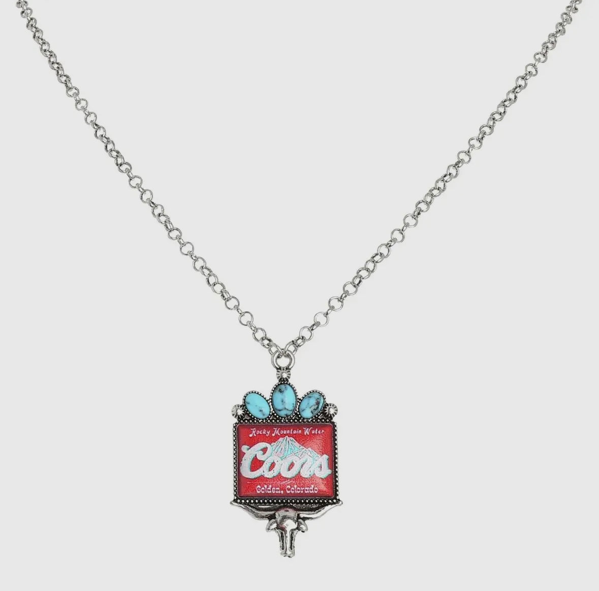 Western Longhorn Coors Water Pendant Necklace