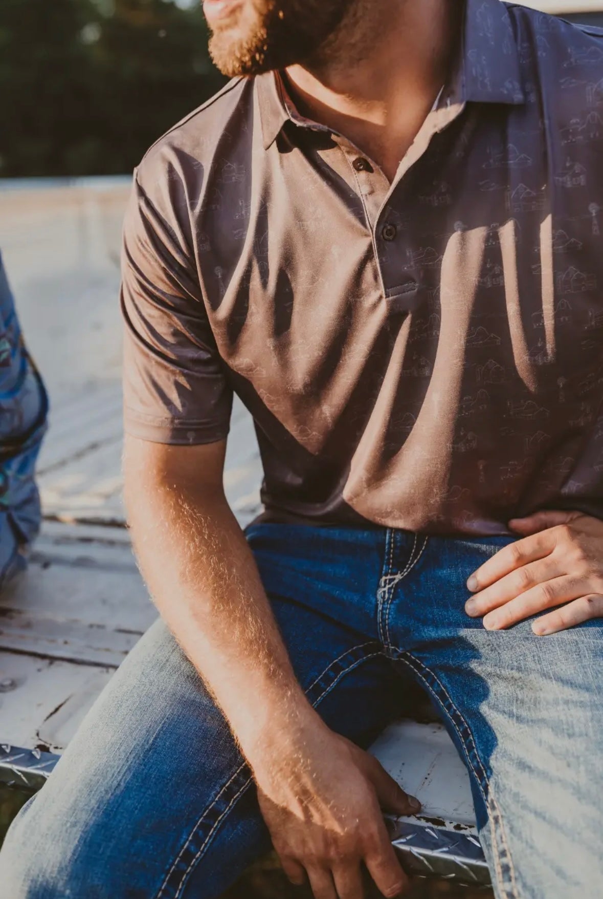 Country Views in Brown Men’s Polo