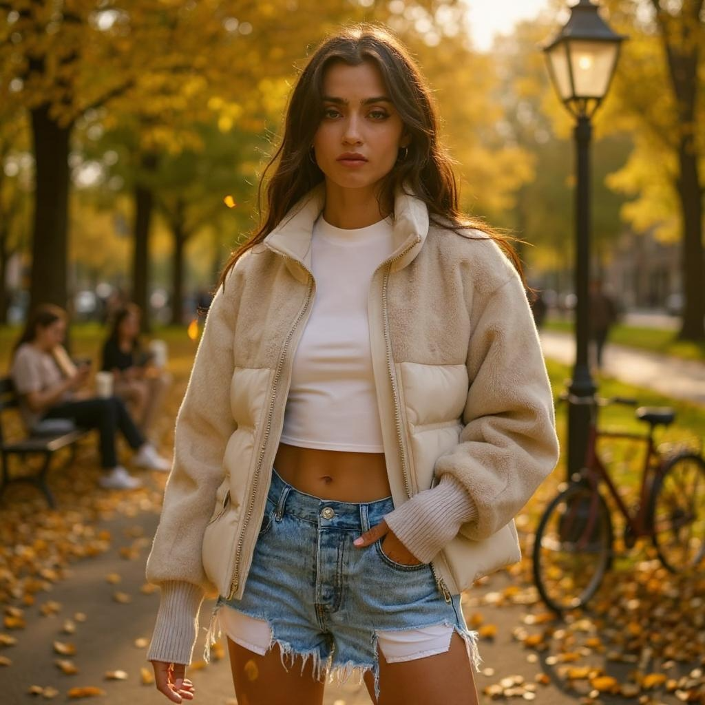Oversized Puffer Crop Jacket Coat