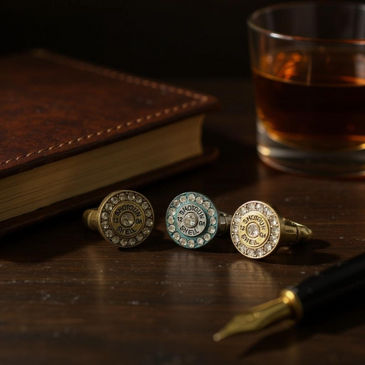 12 Gauge Shotgun Bullet Shell Rhinestone Stretch Ring