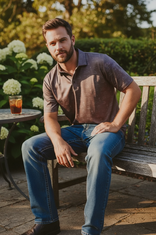 Country Views in Brown Men’s Polo
