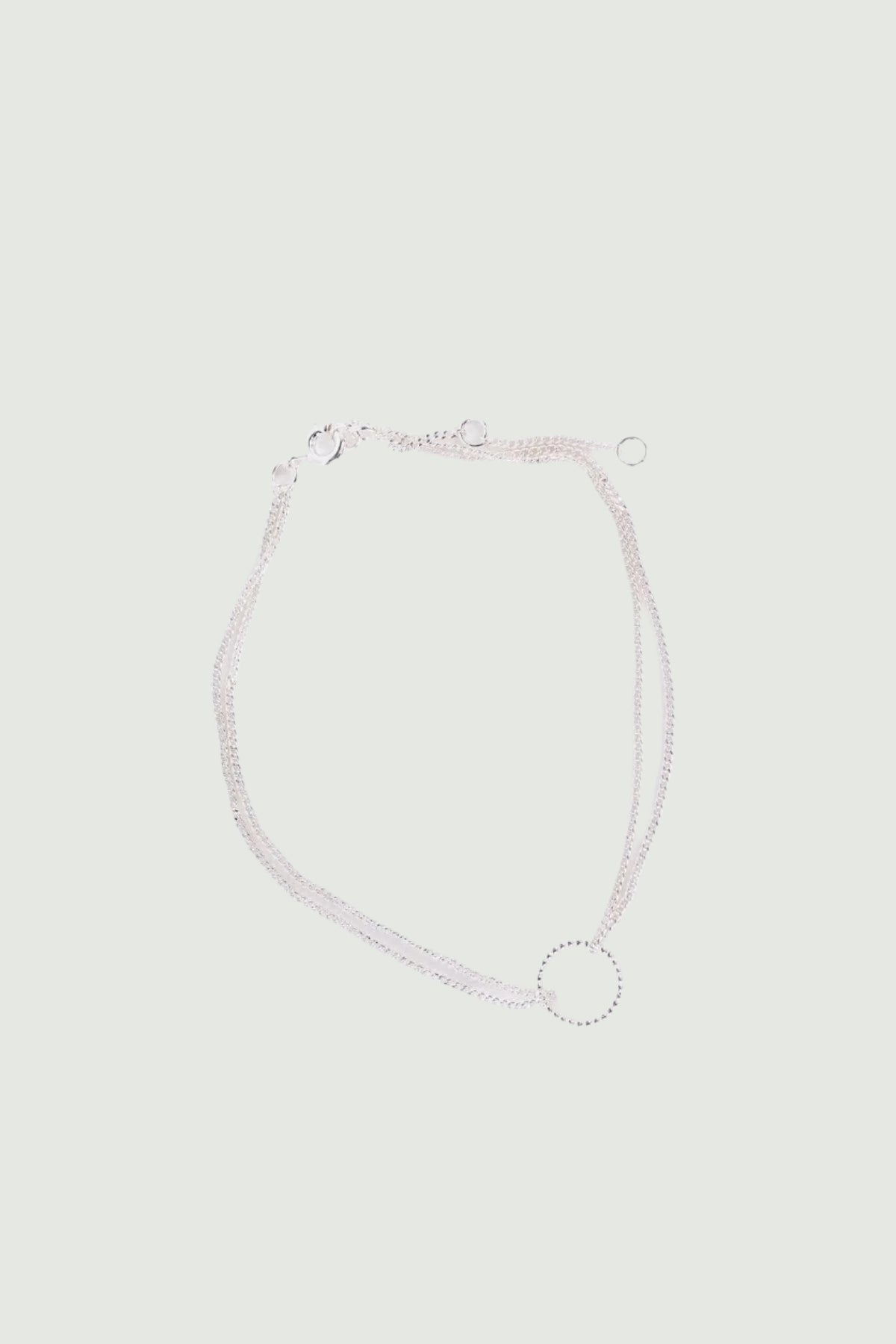 Silver Double Chain Ring Charm Bracelet