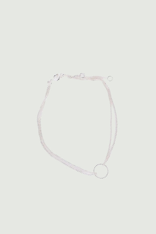 Silver Double Chain Ring Charm Bracelet