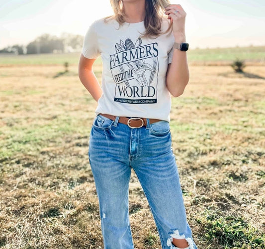 Western Farmers Feed the World Tan Graphic Tee